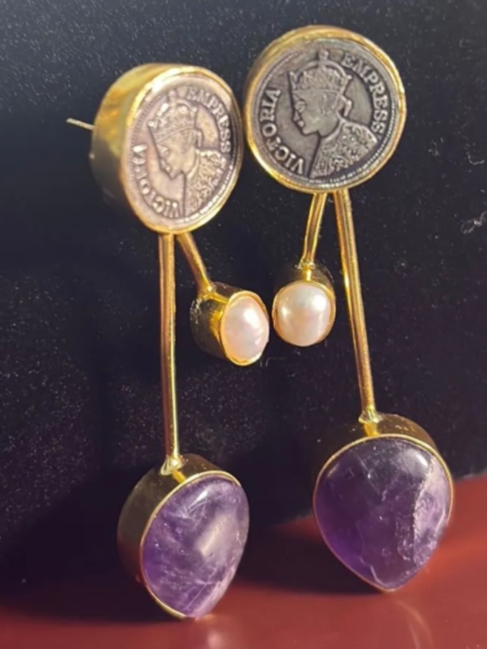 Gemstone post back earrings